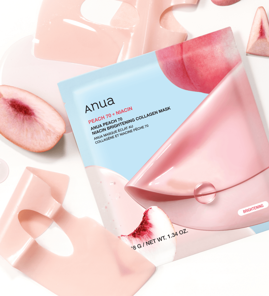 Anua 桃子 70 煙酰胺亮白膠原蛋白面膜 (4片) - Beautitu.com