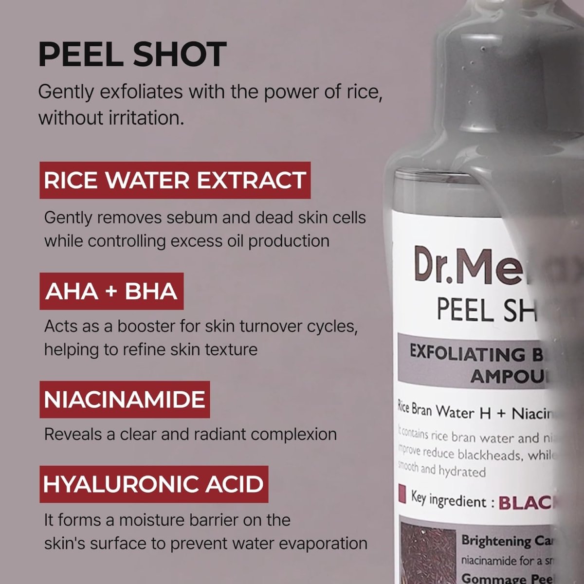 Dr.Melaxin Peel Shot 黑米去角質柔膚精華 80ml - Beautitu.com