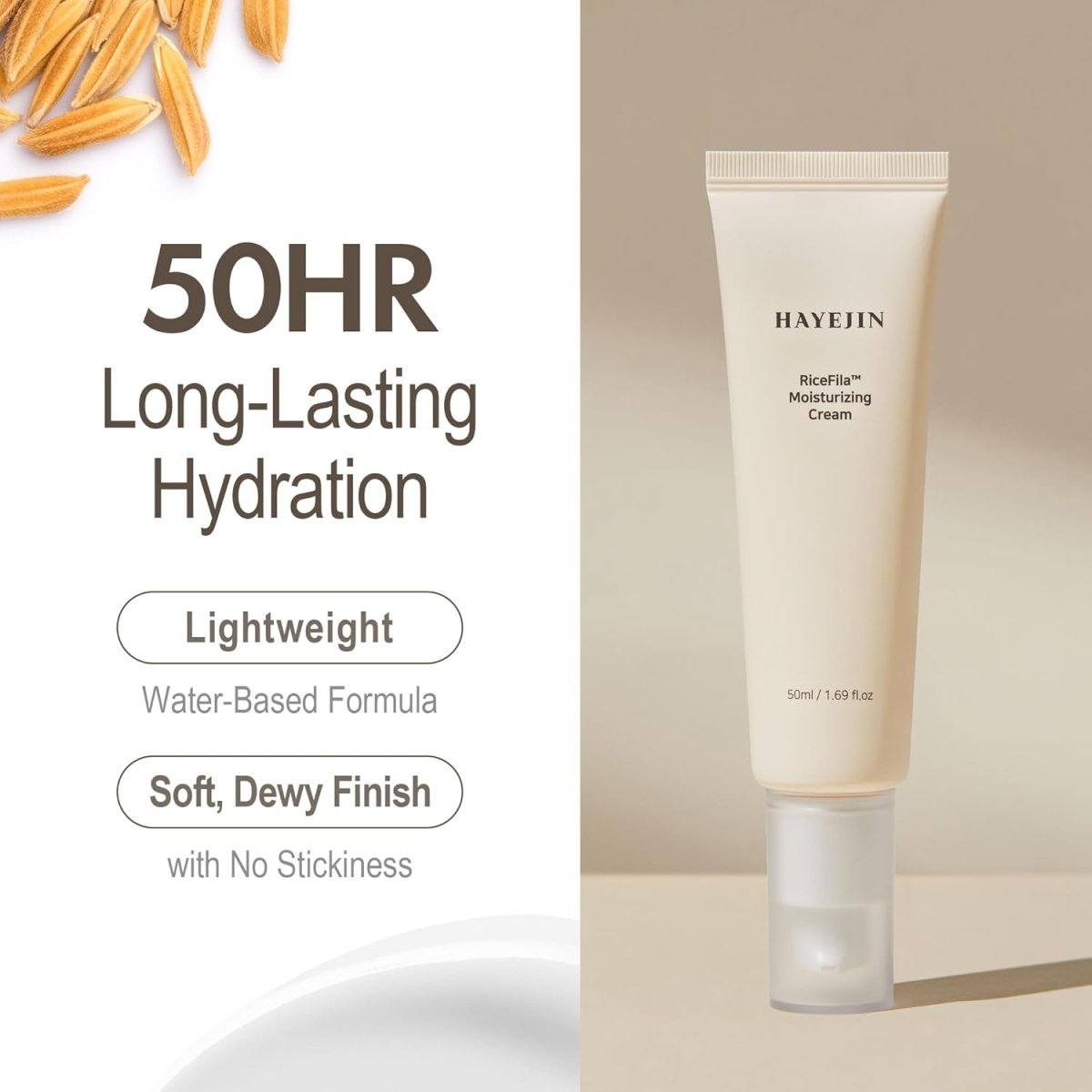 HAYEJIN RiceFila 50hr持久純素保濕霜 50ml - Beautitu.com
