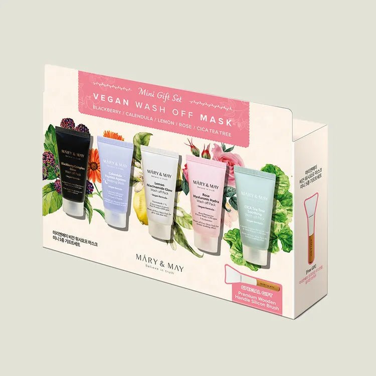 Mary & May 純素水洗式面膜迷你套裝30g*5件 (送矽膠面膜刷) - Beautitu.com