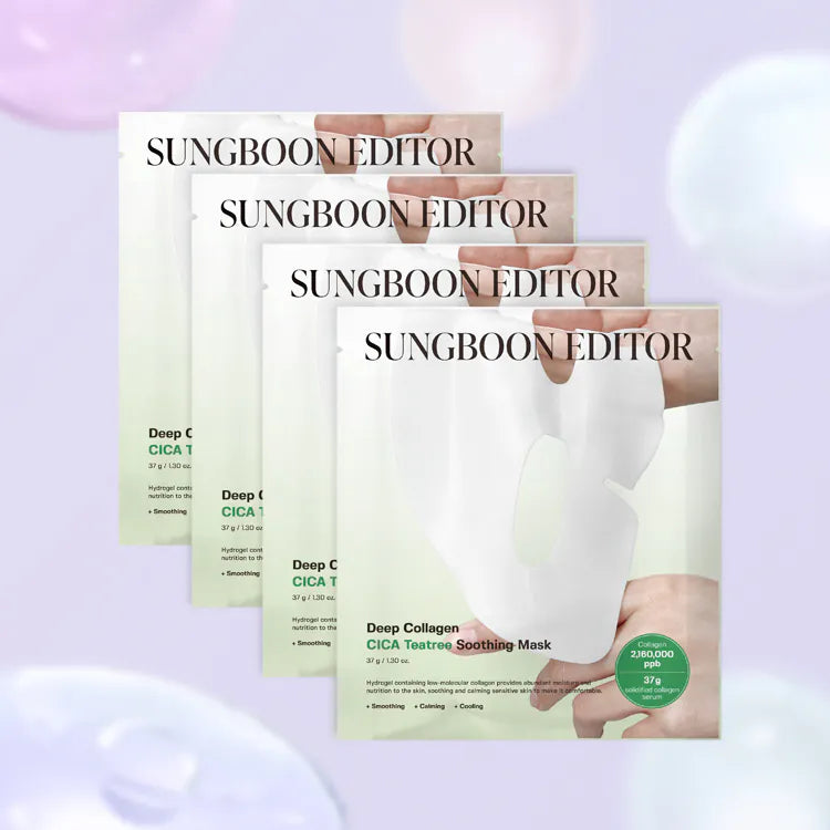 Sungboon Editor [[鎮靜修護泛紅]深層膠原蛋白CICA茶樹鎮靜過夜面膜(4片裝).