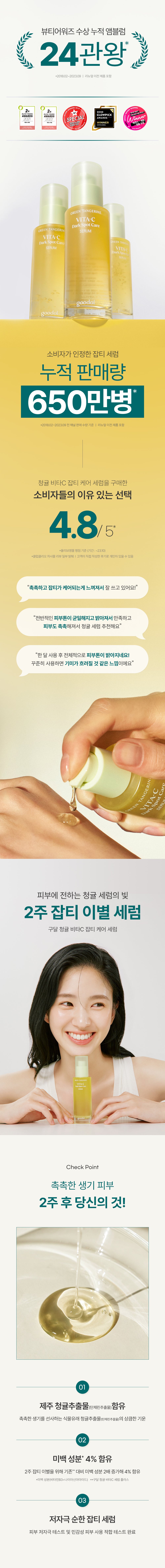 〖最新升級版!〗韓國 goodal Green Tangerine Vita C Dark Spot Care Serum 濟州青橘維C美白淡斑去痘印保濕精華