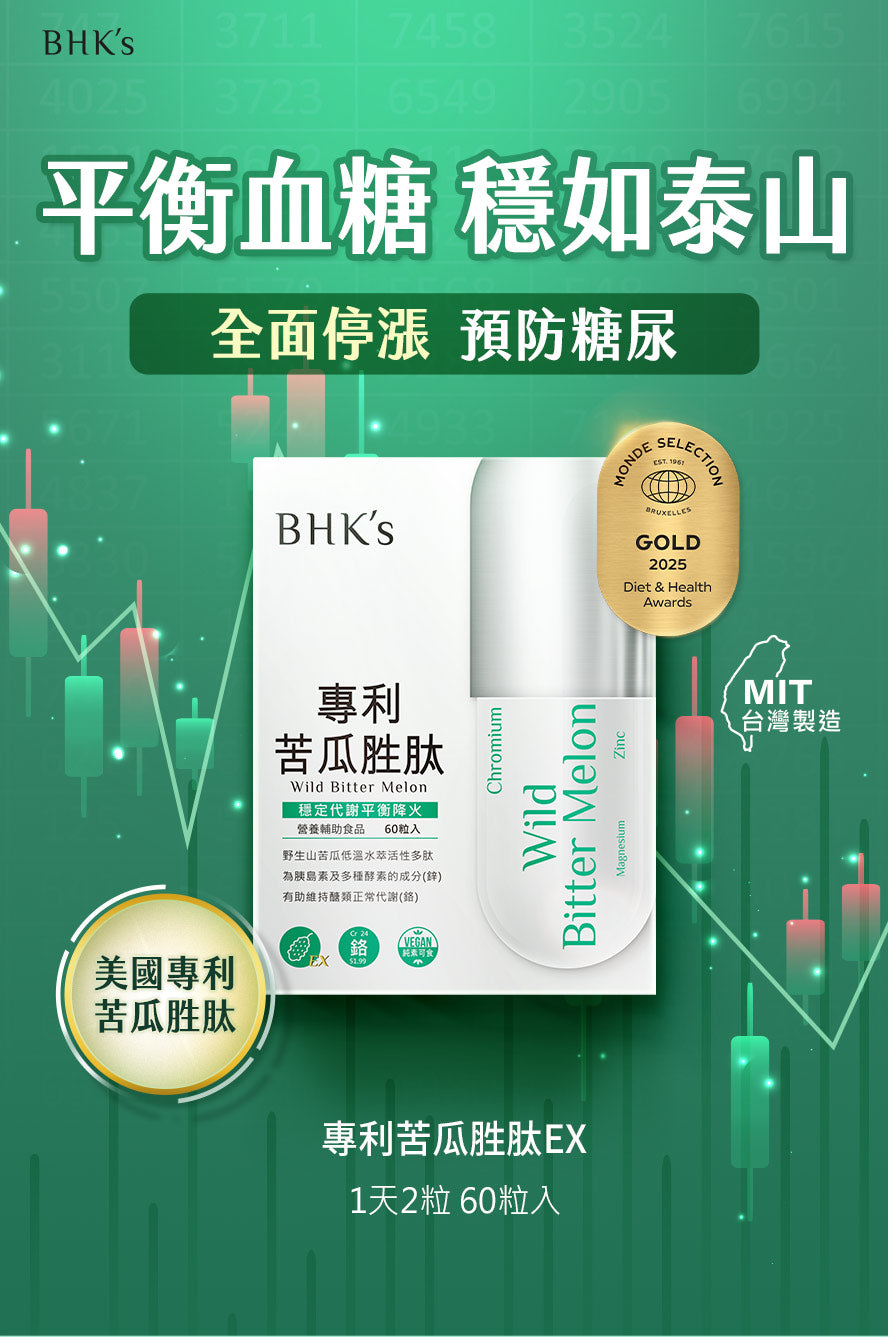 BHK's專利苦瓜胜肽EX有助於新陳代謝、平衡調理、維持醣類正常代謝