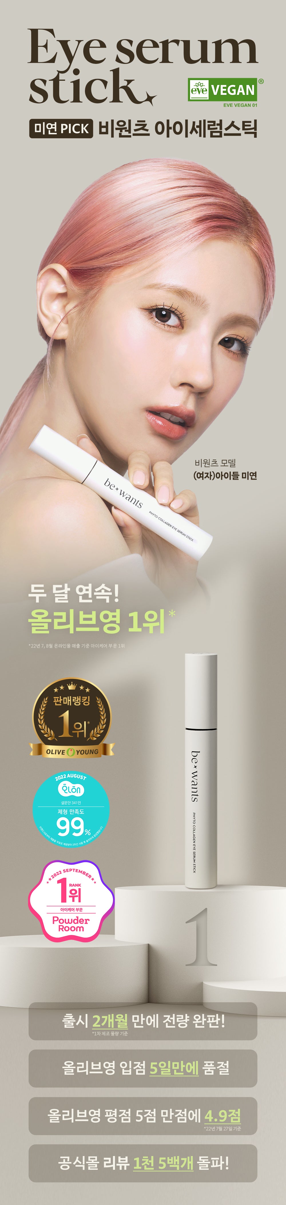 韓國 be wants Phyto Collagen Eye Serum Stick 純素膠原蛋白眼部精華舒壓滾珠棒