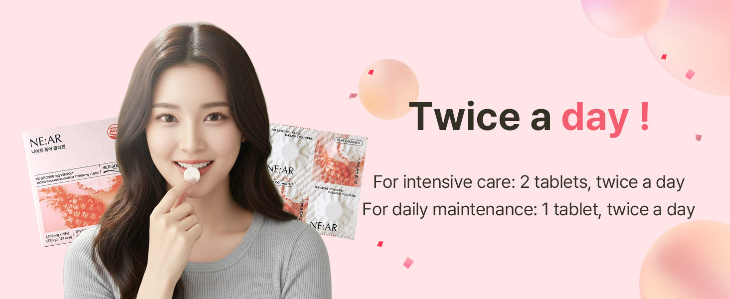 Twice a day pineapple collagen chew with VERISOL for glowing and firmer skin.