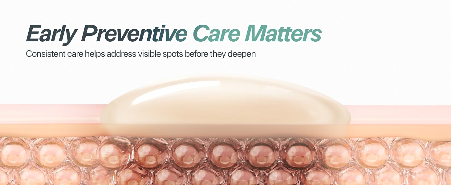 Visual highlighting why early, consistent care matters for managing visible spots over time.