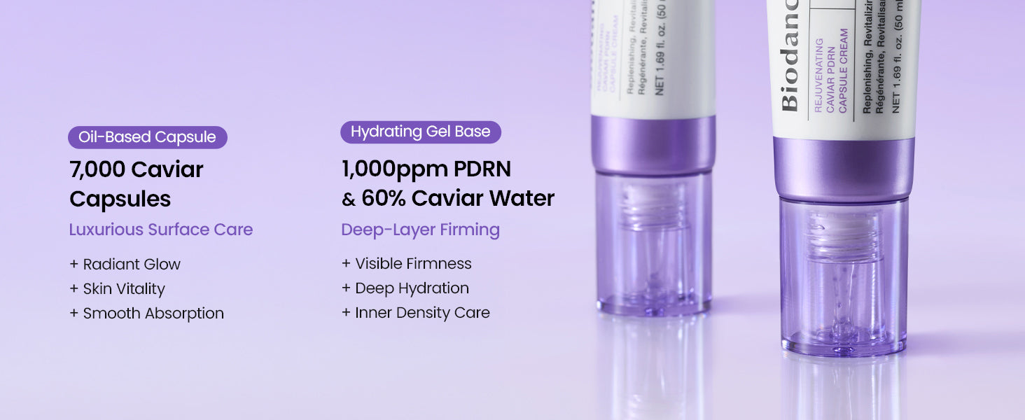 Oil-Based Capsule - 7,000 Caviar Capsules. Hydrating Gel Base - 1,000ppm PDRN &amp;amp; 60% Caviar Water.