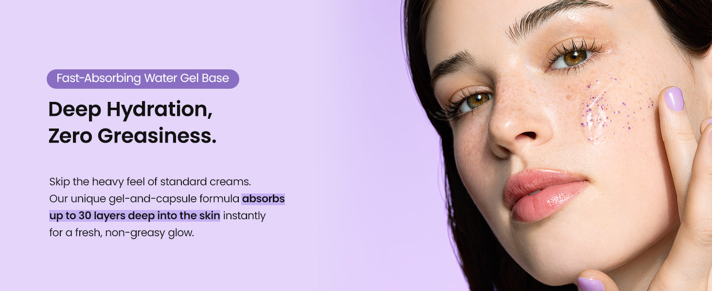 Fast-Absorbing Water Gel Base. Deep Hydration, Zero Greasiness.