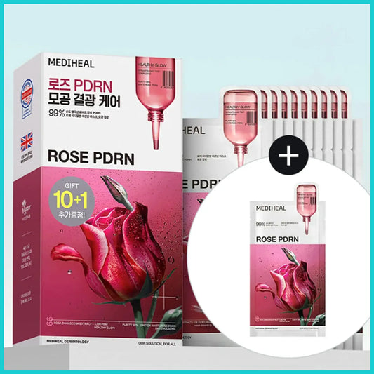 Mediheal British White Rose PDRN Essential Mask Sheet Bio Emulsome 10ea(+1ea) Set 