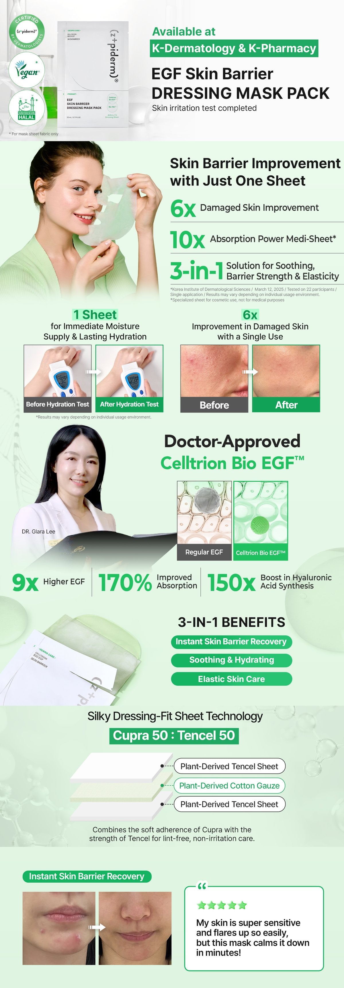 Zipiderm EGF Skin Barrier Dressing Mask Pack 23ml × 4 detail 1