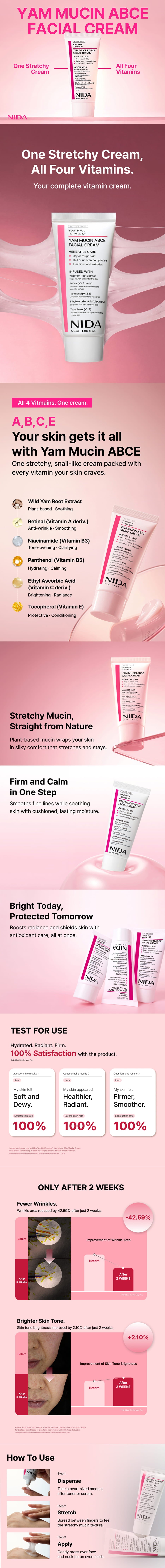 NIDA Youthful Formula Yam Mucin ABCE Facial Cream 55ml