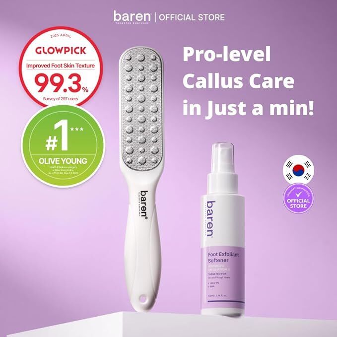 BAREN (Renew) Callus Remover Kit for Feet: Foot File &amp; Peeling Foot Spray