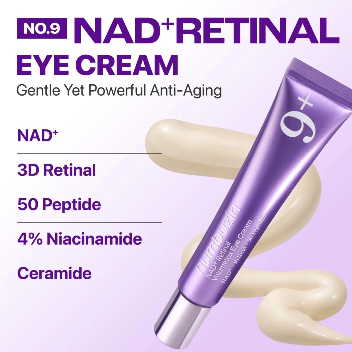 numbuzin No.9 NAD+ Retinal Volumetox Eye Cream 20ml tube with cream